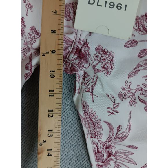 DL1961 Mara Ankle Jeans 23X27 White/Red High Rise Instasculpt Stretch Floral - Picture 14 of 16